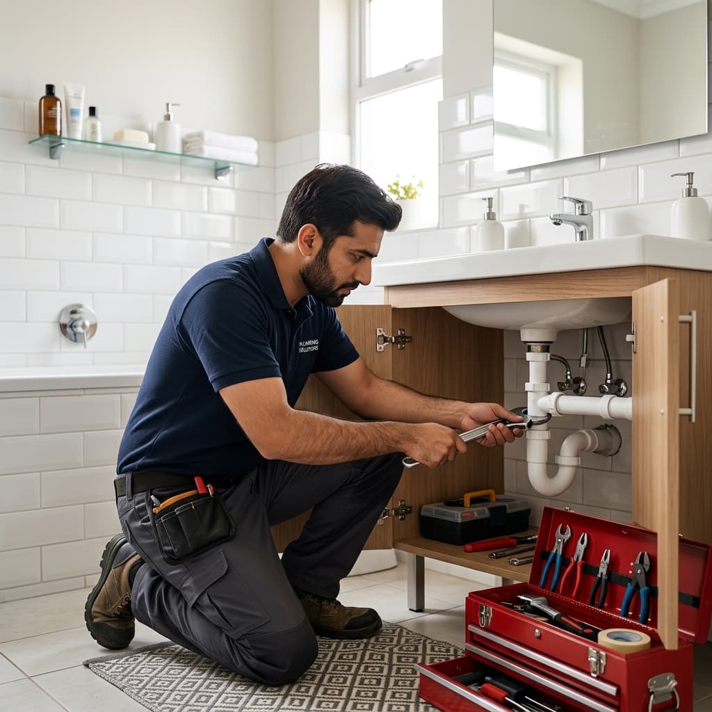 Verified professional plumber at work on Aya Sir G!