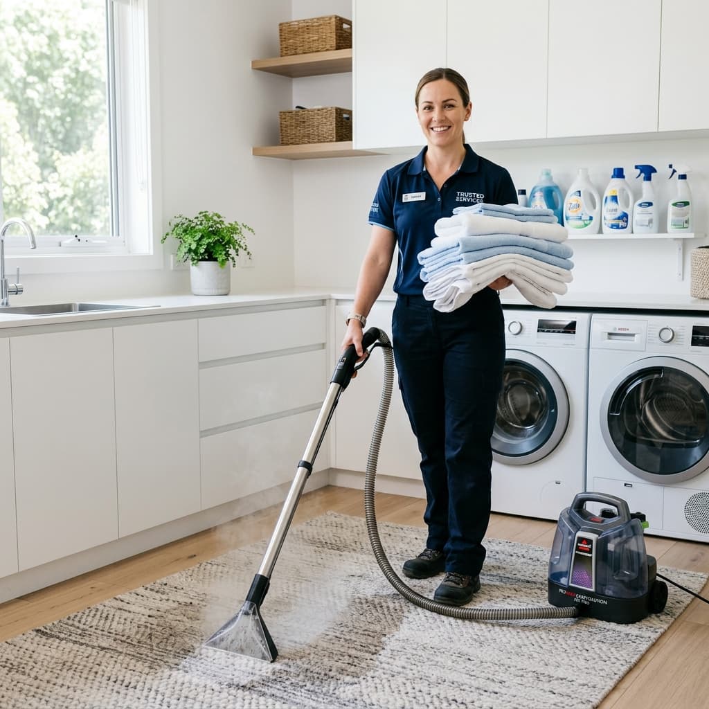 Verified cleaning specialist washing carpet on Aya Sir G!