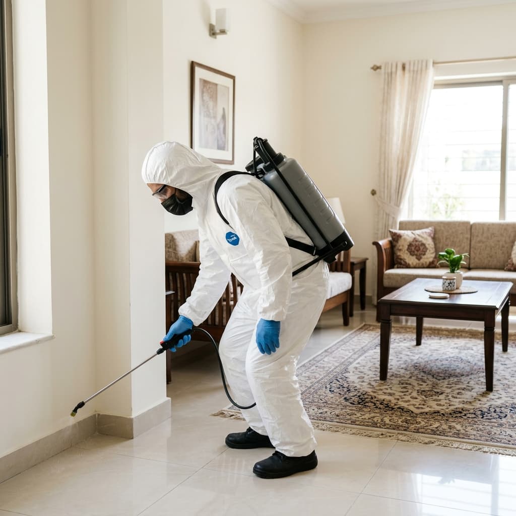 Verified pest control technician at work on Aya Sir G!