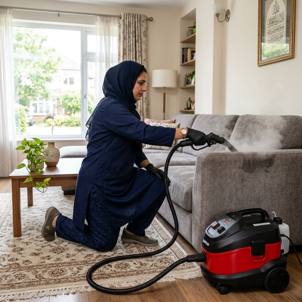 Verified sofa and carpet cleaner on duty on Aya Sir G!