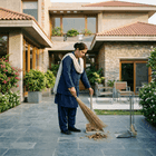 Verified sweeper cleaning home courtyard on Aya Sir G!